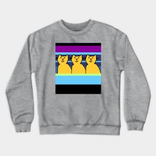 Three Cats on Stripes Crewneck Sweatshirt